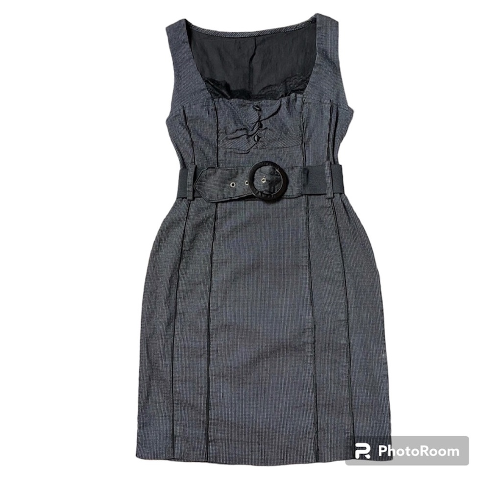 Vintage Y2K Pinstripe bodycon dress with belt